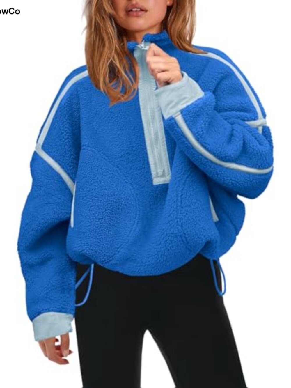 Womens Half Zip Fleece Pullover Sherpa Sweatshirt Zip Pockets Cozy
